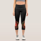 Leggings Capri Mandala rouge et or (Recto)