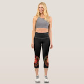 Leggings Capri Mandala rouge et or (Recto)