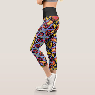 Leggings Capri Mandala Trippy Retro Hippie Boho Chic Bohème