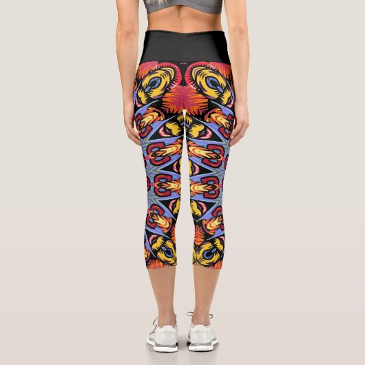 Leggings Capri Mandala Trippy Retro Hippie Boho Chic Bohème (Verso)