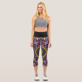 Leggings Capri Mandala Trippy Retro Hippie Boho Chic Bohème (Recto)