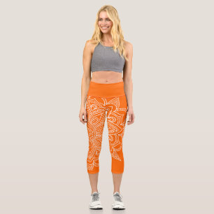 Leggings Capri Mandala Yoga Capri orange et blanc