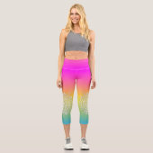 Leggings Capri Mandalas En Dentelle Blanche Sur Rainbow Ombre (Recto)