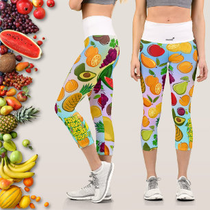 Leggings Capri Mangez plus de fruits yoga alimentaire sain moti