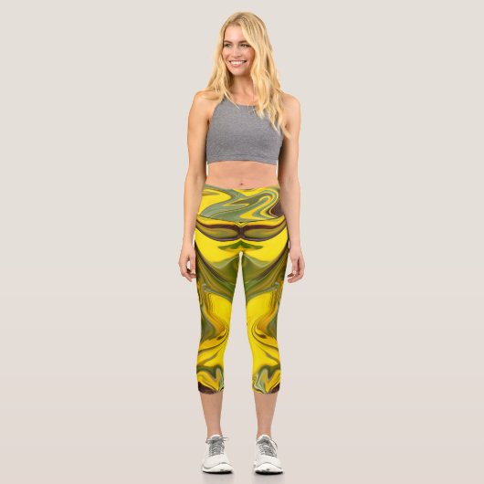 Leggings Capri Marble Waves Yellow Digital Paper-55448 (Recto)