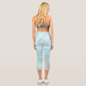 Leggings Capri Marbre Abstrait Turquoise Blue Rose Gold (Verso)