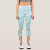 Leggings Capri Marbre Abstrait Turquoise Blue Rose Gold (Recto)