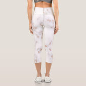 Leggings Capri Marbre blanc rose Parties scintillant luxueux (Verso)