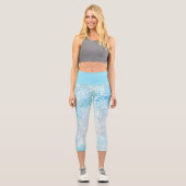 Leggings Capri Marbre bleu et blanc Mandala Yoga Capri (Recto)