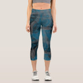 Leggings Capri Marbre bleu et gris Abstrait (Recto)