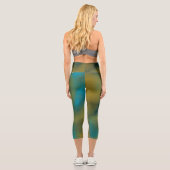 Leggings Capri marbre bleu et jaune Abstrait (Verso)