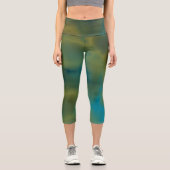 Leggings Capri marbre bleu et jaune Abstrait (Recto)