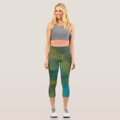 Leggings Capri marbre bleu et jaune Abstrait (Recto)