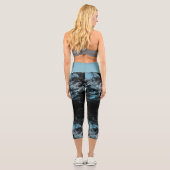 Leggings Capri Marbre bleu et noir Abstrait (Verso)