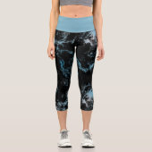 Leggings Capri Marbre bleu et noir Abstrait (Recto)