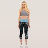 Leggings Capri Marbre bleu et noir Abstrait (Recto)