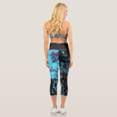 Leggings Capri Marbre bleu, gris et violet Abstrait (Verso)