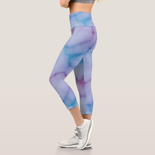 Leggings Capri marbre bleu rose et violet Abstrait (Gauche)