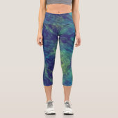 Leggings Capri Marbre bleu, vert et turquoise Abstrait (Recto)