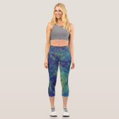Leggings Capri Marbre bleu, vert et turquoise Abstrait (Recto)