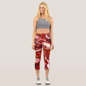 Leggings Capri Marbre Bourgogne Digital Fluid Art (Recto)