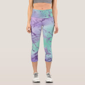 Leggings Capri Marbre chic | Lavande violet et vert menthe (Recto)