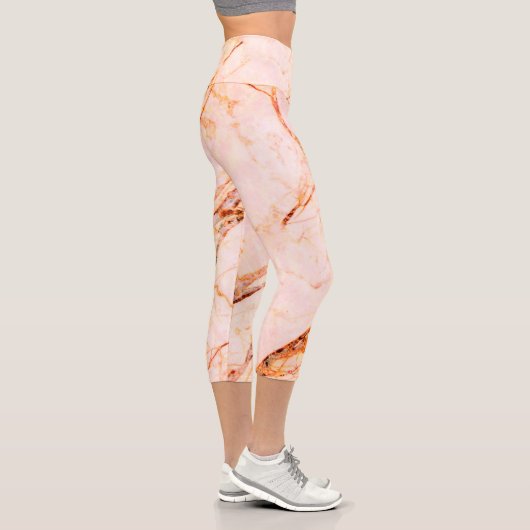 Leggings Capri Marbre élégant en quartz rose (Droite)