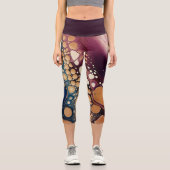 Leggings Capri Marbre Fluide Céleste en Or Minuit (Recto)