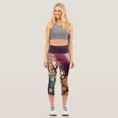 Leggings Capri Marbre Fluide Céleste en Or Minuit (Recto)