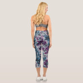 Leggings Capri Marbre gris, bleu et violet Abstrait (Verso)