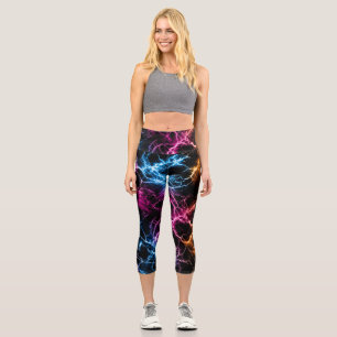 Leggings Capri Marbre Neon Lightning – Énergie Électrique Sans Co