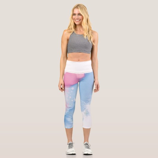 Leggings Capri Marbre rose Capris haut taille (Recto)