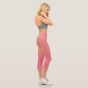 Leggings Capri marbre rose et orange Swirl Abstrait