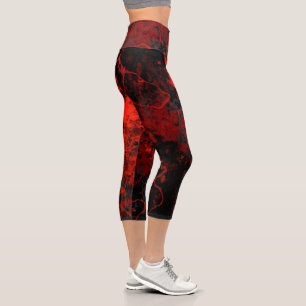 Leggings Capri Marbre rouge, noir et gris Abstrait