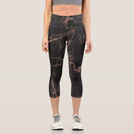 Leggings Capri Marbre tendance de luxe rose noir (Recto)