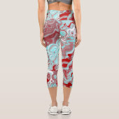 Leggings Capri Marbre turquoise et Bourgogne Digital Fluid Art (Verso)