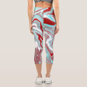 Leggings Capri Marbre turquoise et Bourgogne Digital Fluid Art (Verso)