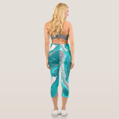 Leggings Capri Marbre turquoise et Turquoise Fluid Art (Verso)