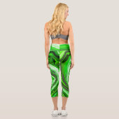 Leggings Capri Marbre vert et noir comme l'art fluidisé rayé (Verso)