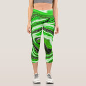 Leggings Capri Marbre vert et noir comme l'art fluidisé rayé (Recto)