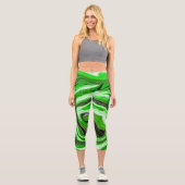 Leggings Capri Marbre vert et noir comme l'art fluidisé rayé (Recto)