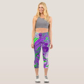 Leggings Capri Marbre vert pourpre et citron vert (Recto)