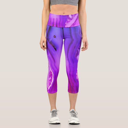 Leggings Capri Marbre violet exotique (Recto)