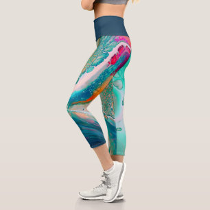 Leggings Capri Marées électriques de marbre de couleur