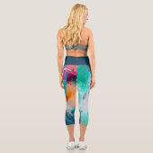 Leggings Capri Marées électriques de marbre de couleur (Verso)