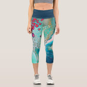 Leggings Capri Marées électriques de marbre de couleur (Recto)