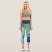 Leggings Capri Marées électriques de marbre de couleur (Recto)