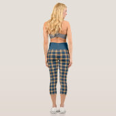 Leggings Capri Marine bleu jaune Madras Plaid Motif (Verso)