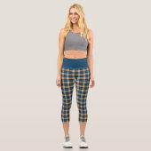 Leggings Capri Marine bleu jaune Madras Plaid Motif (Recto)
