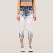 Leggings Capri Marine Blue Grunge Denim Texture | (Recto)